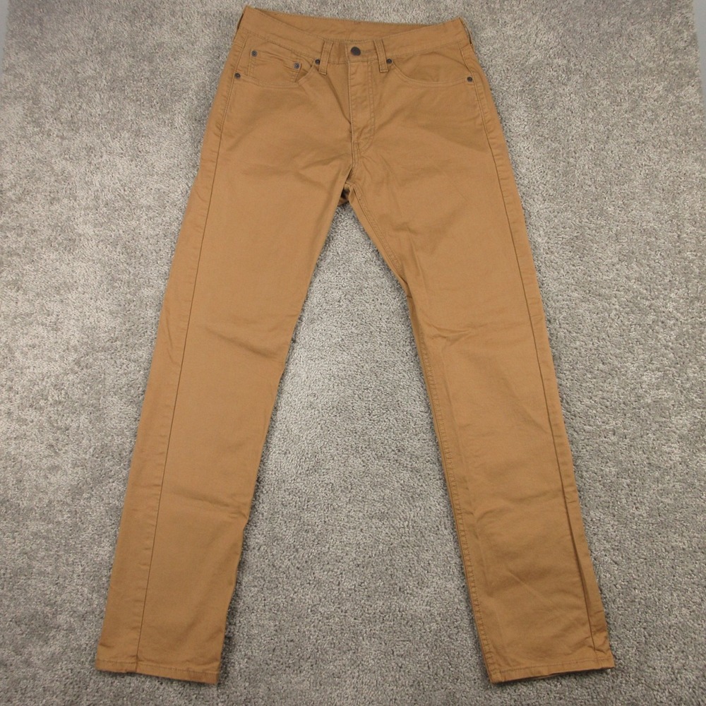 Levis Pants Mens 31x34 Brown 505 Regular Straight Five Pocket Jean Chinos Zip